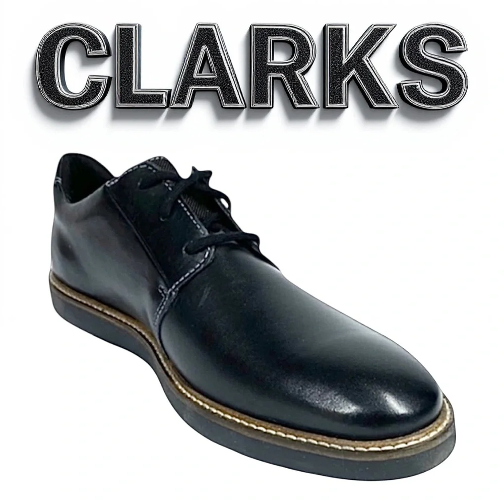 Clarks Casual Mens Oxford Black Leather Lace Up Size 11 Medium New